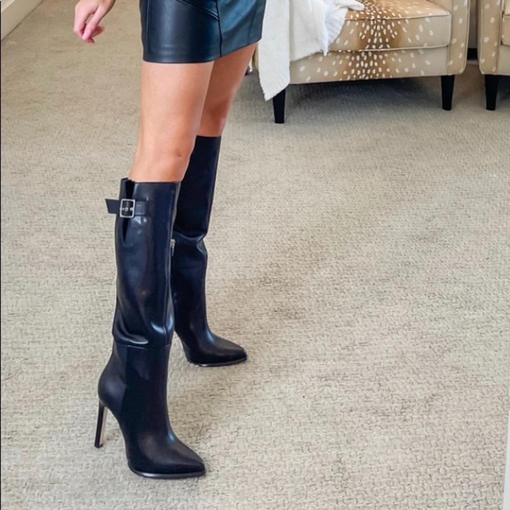 PAIGE Black Knee-High Leather Boots